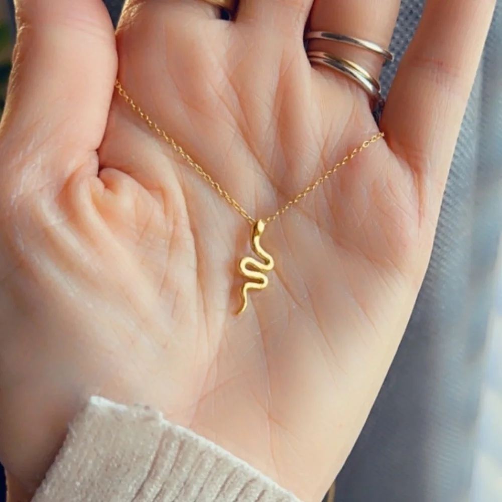 14K Gold Vermeil Snake Necklace - Picture 11 of 13